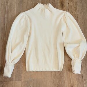 Chic White Only Love Women's Blouse with Puffed Sleeves